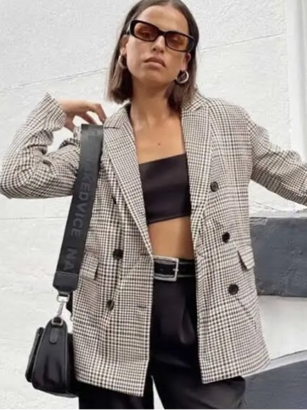 Princess Polly | Tan Mrs. Nancy Beige Houndstooth Blazer | Size 10